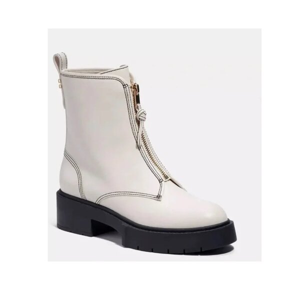 Coach White Ankle Boots with Black Sole - Picture 2 of 9